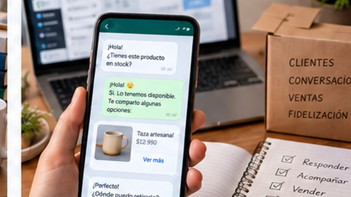 Teléfono y notebook utilizados para atención digital de clientes en un emprendimiento